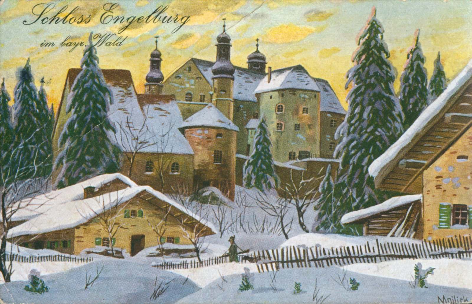 Schloss Englburg im Winter.