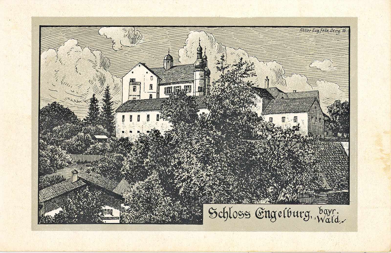 Zeichnung von Schloß Engelburg um 1920