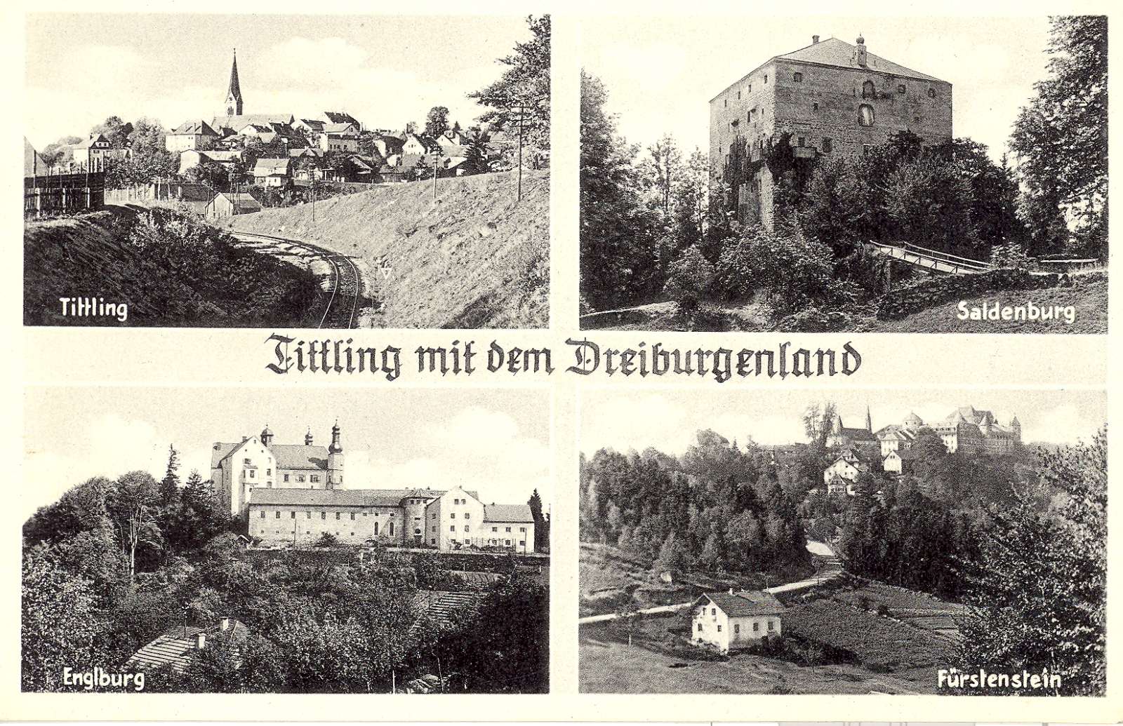 Tittling und die drei Burgen um 1950.
